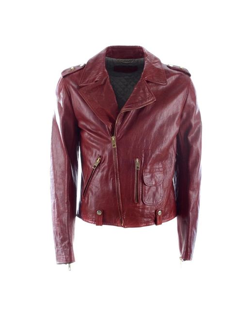 Dolce & Gabbana Red 743329 Leather Jacket Man for men