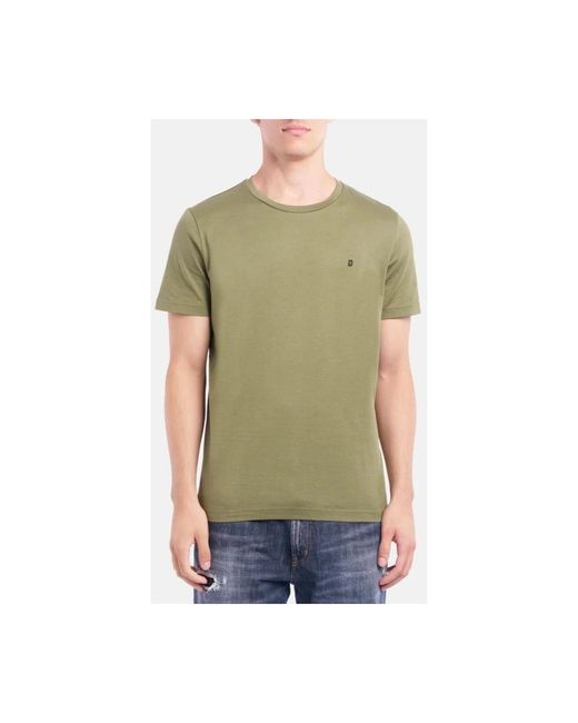 Dondup Tops ,Groen ,Katoen Regular-Fit T-Shirt Met Ronde Hals in het Green voor heren