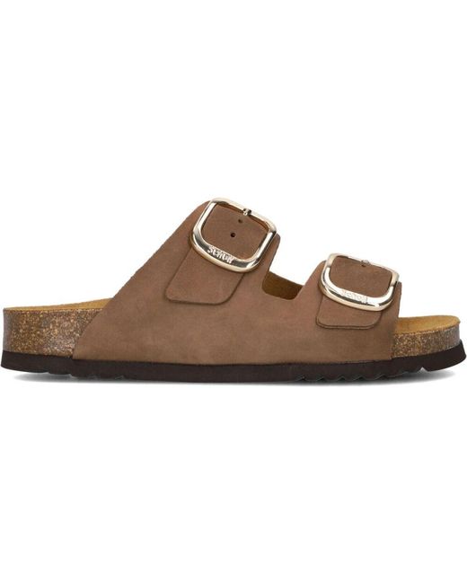 Scholl Brown Noelle Nub Leder Pantoletten