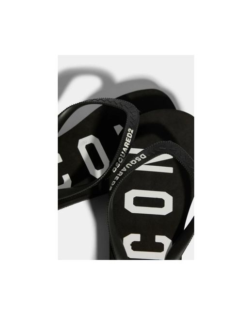 DSquared² Black Icon Flip Flops