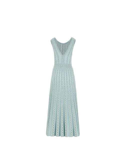 D.exterior Blue Knitted Dresses