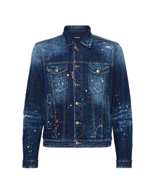 DSquared² Jack Met Verfspatten in het Blue voor heren