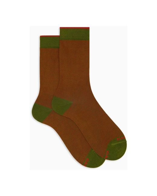 Gallo Kurze Grüne Gestreifte Baumwollsocken Für Herren in Green für Herren