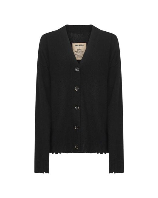 Uma Wang Zwarte Cashmere V-Hals Trui in het Black