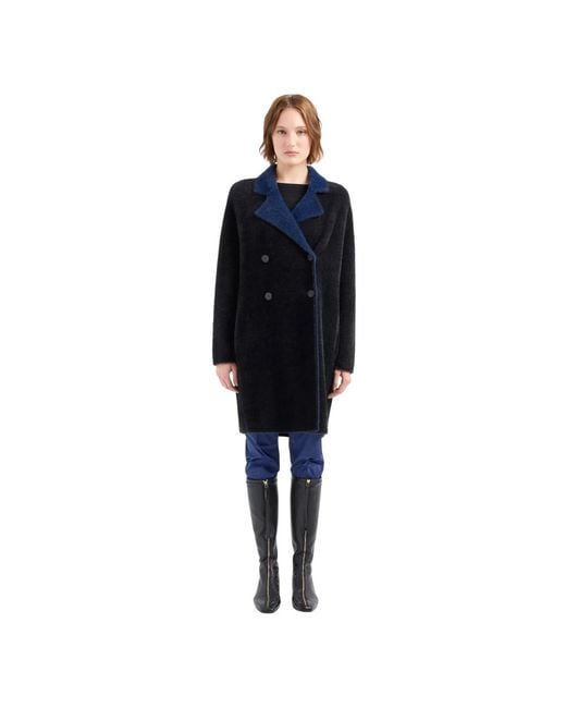 Emporio Armani Blue Double-Breasted Coats