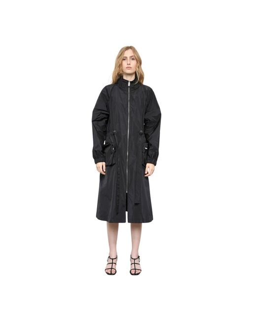 MEIMEIJ Jassen ,Zwart ,Leer Waterdichte Getailleerde Trenchcoat Met Hoge Kraag in het Black