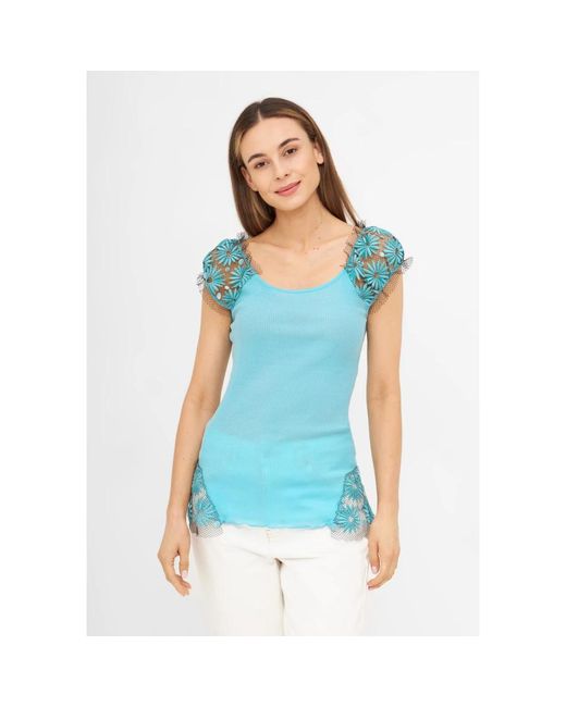 Tooche Oranje Mouwloze Top 'Julie' Voor in het Blue