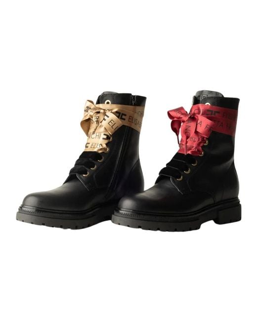 Elisabetta Franchi Black Lace-Up Boots