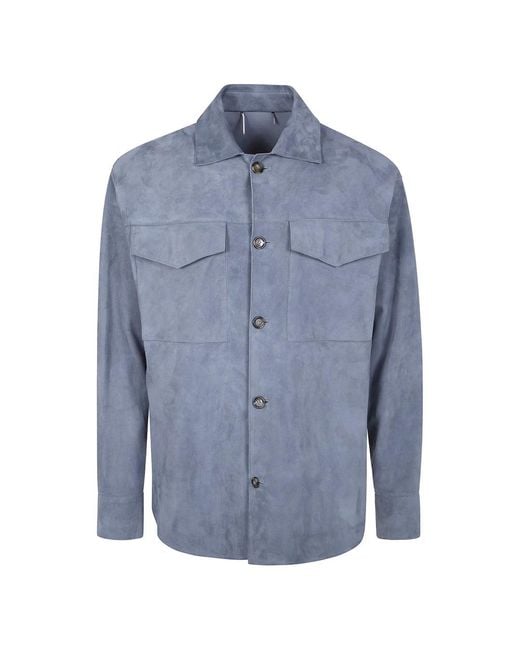 Lardini Blue Leather Jackets for men