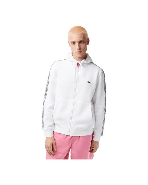 Lacoste Sweatjacke zip hoodie sweatshirt mit kapuze und reißverschluss in White für Herren