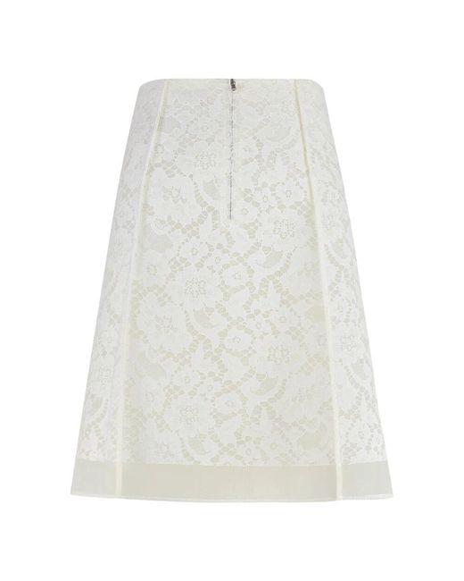 Tory Burch White Eleganter Spitzenrock Mit Koordiniertem Unterkleid