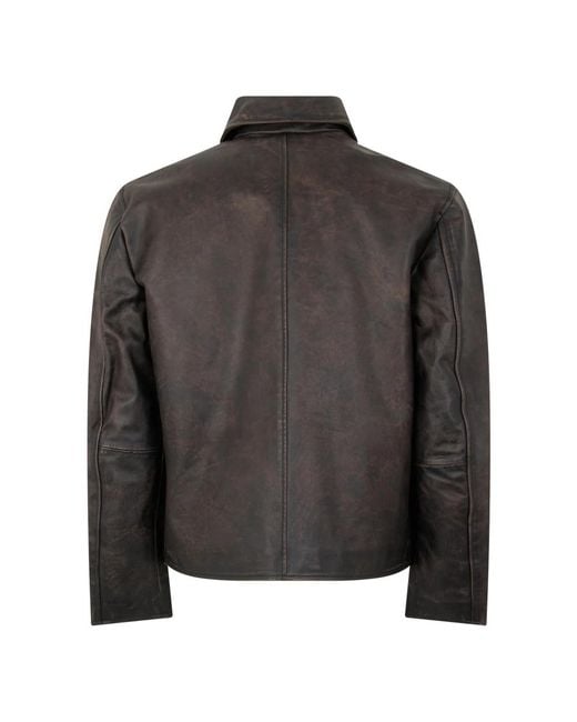 DIESEL Black Leather Jackets for men