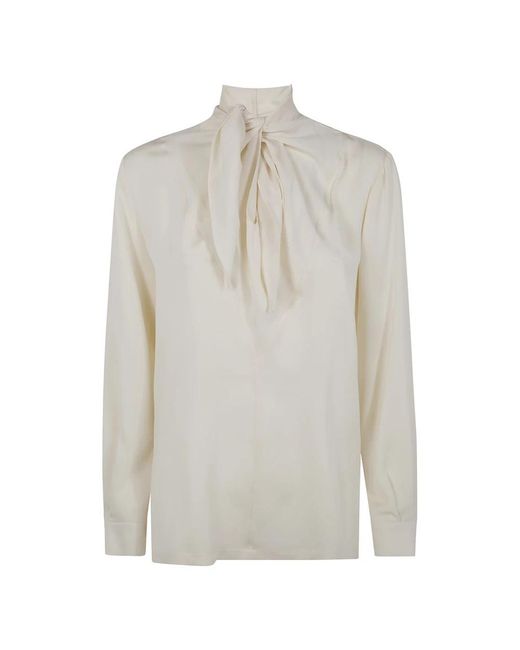Max Mara Overhemden ,Wit ,Mxmbadia Zijden Charmeuse Blouse in het White