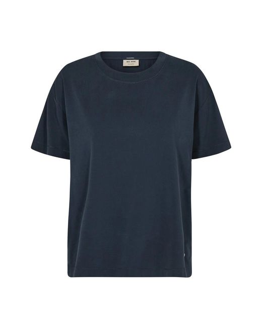 Mos Mosh Blue Basic Tee Top Kurzarm