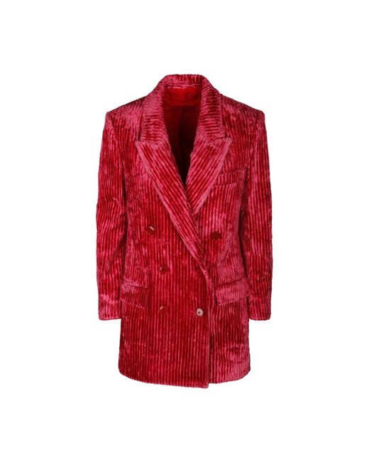 Isabel Marant Jassen ,Roze ,Raspberry Velvet Effect Jacket in het Red