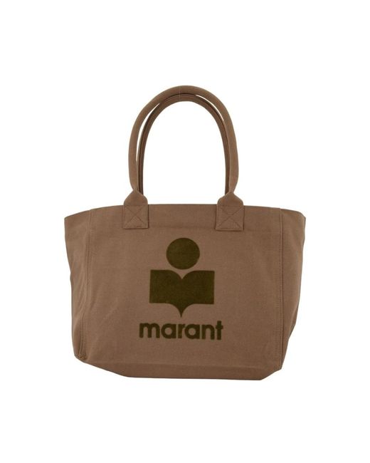 Isabel Marant Brown Khaki Baumwoll Shopper Tasche