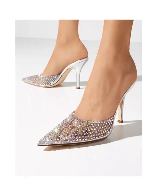 Paris Texas White Heeled Mules