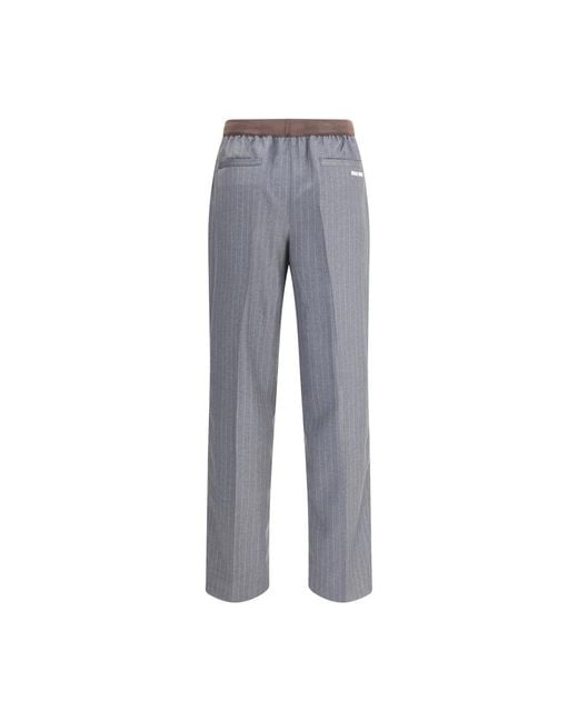 Straight Trousers Miu Miu de color Gray