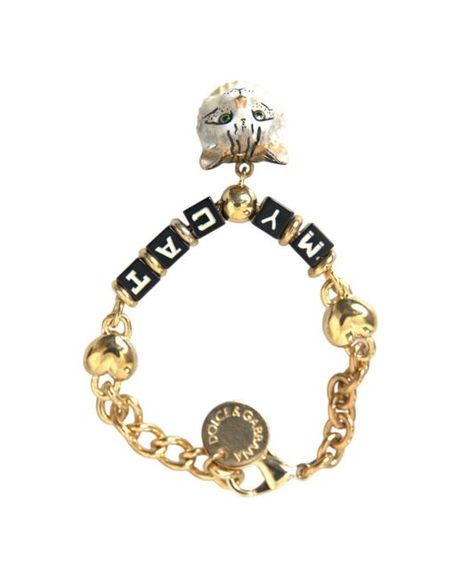 Bracciale charm cuore gatto oro di Dolce & Gabbana in Metallic