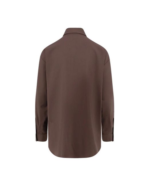 Alysi Wool Button-Up Shirt in het Brown