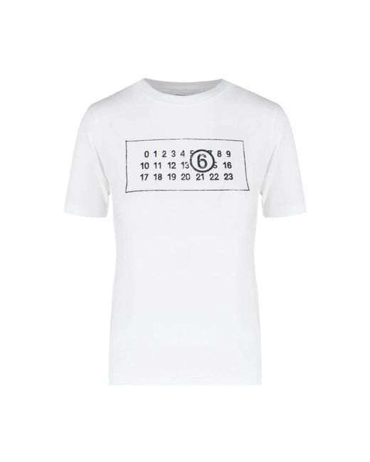 Camiseta blanca con estampado de logo MM6 by Maison Martin Margiela de color White