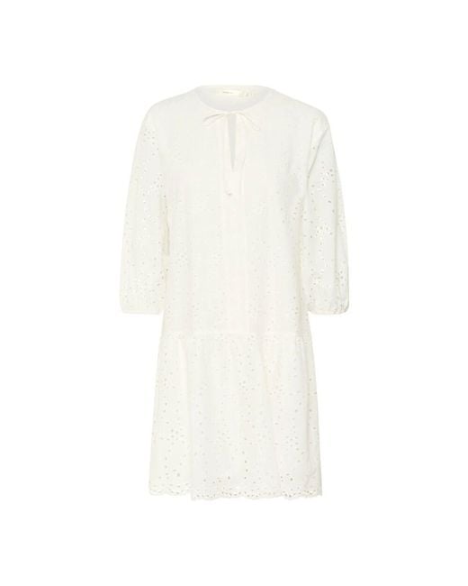 Inwear White Weiße Besticktes Kurzes Kleid