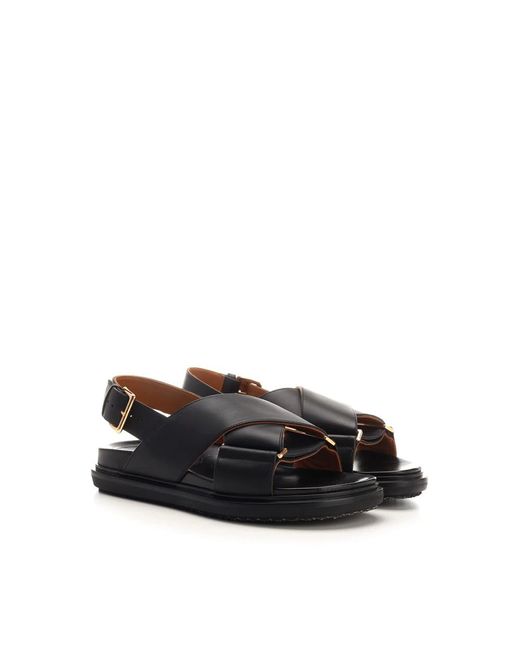 Marni Black Flat Sandals