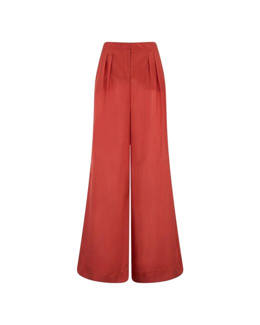 Alberta Ferretti Wijde Broek Met Hoge Taille in het Red