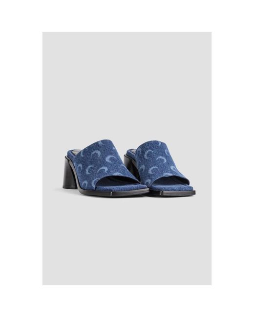 MARINE SERRE Blue Heeled Mules