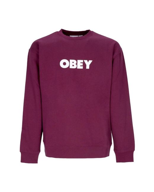 Obey Premium Crew Neck Fleece Sweatshirt in het Purple voor heren