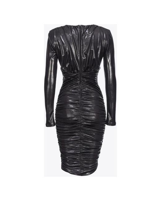 Pinko Black Laminated Jersey Calf-length Dress