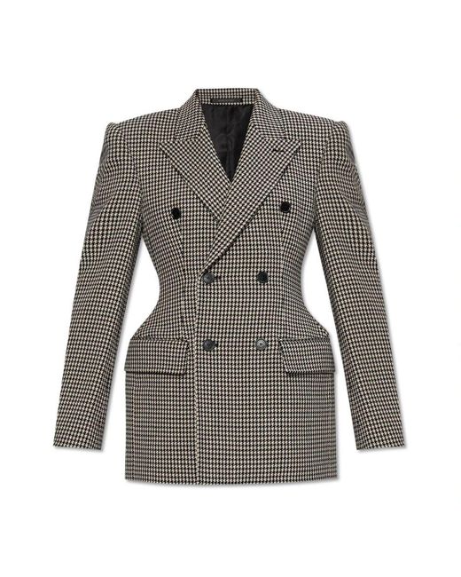 Balenciaga Gray Doppelreihiger Blazer Mit "Hahnentrittmuster"