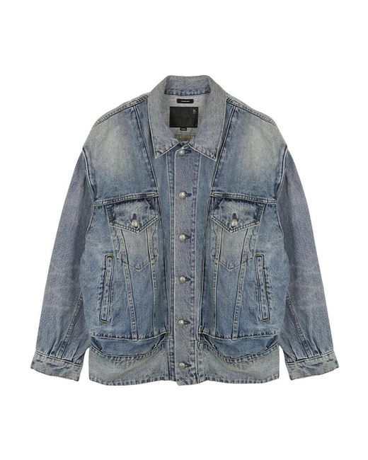 R13 Roxy Denim Moto Jacket in het Blue
