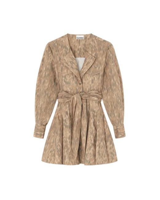Ganni Natural Short Dresses