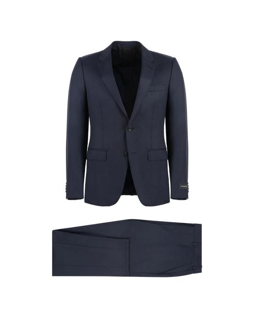Zegna Blue Single Breasted Suits for men