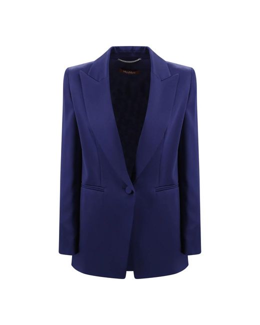 Max Mara Jassen ,Blauw ,Blauwe Cady Blazer Met Reverskraag in het Blue