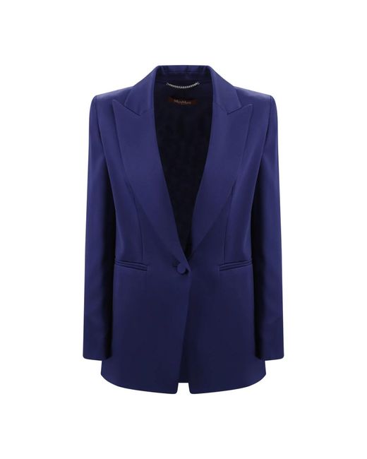 Max Mara Jassen ,Blauw ,Blauwe Cady Blazer Met Reverskraag in het Blue