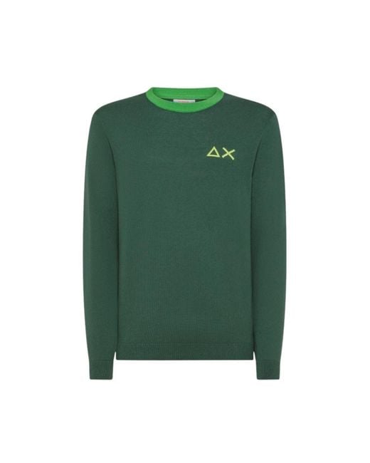 Sun 68 Green Round-Neck Knitwear for men
