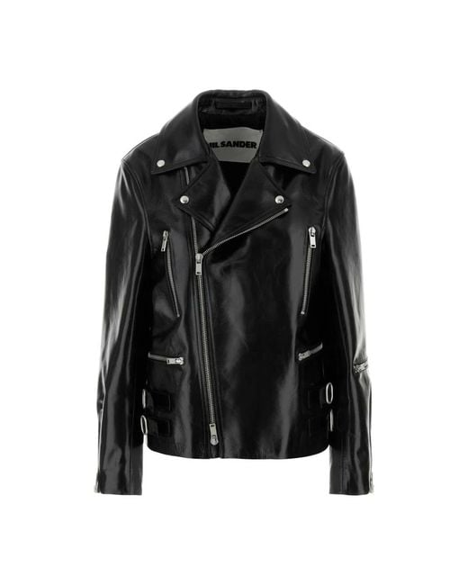 Jil Sander Leather Jackets in het Black
