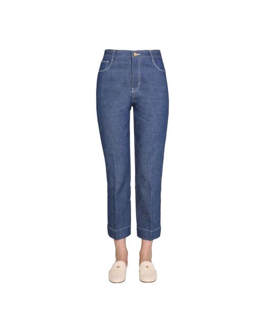 Tory Burch Cropped Jeans in het Blue