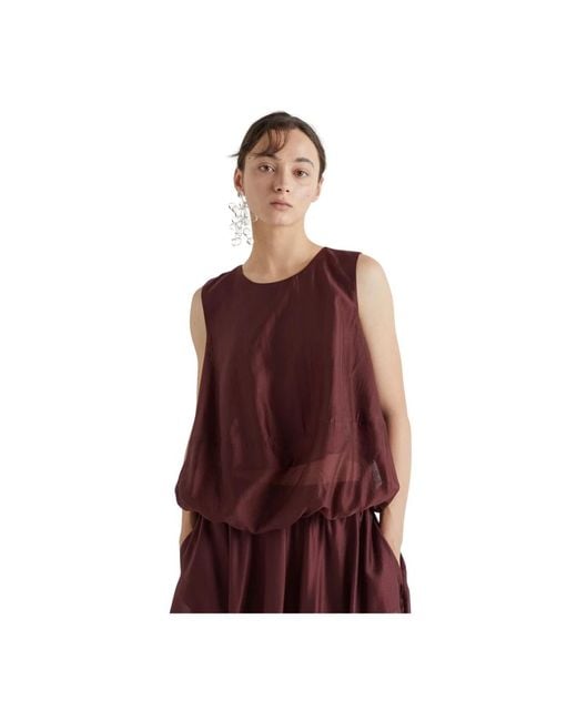 MEIMEIJ Brown Sleeveless Tops