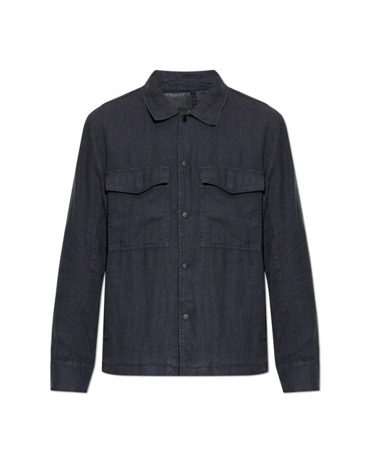 Rag & Bone Overhemden ,Blauw ,Linnen Linnen Jas Met Zakken in het Blue voor heren