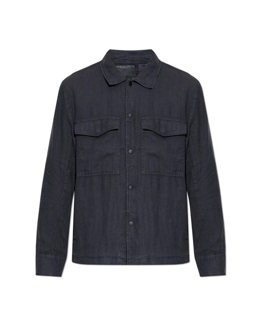 Rag & Bone Overhemden ,Blauw ,Linnen Linnen Jas Met Zakken in het Blue voor heren