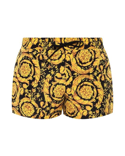 Versace Badmode ,Geel ,Barocco-Bedrukte Zwembroek in het Yellow voor heren