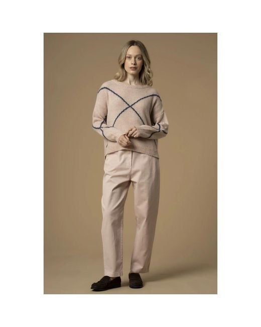 Kocca Criss-Cross Design Trui Met Lange Mouwen in het Natural