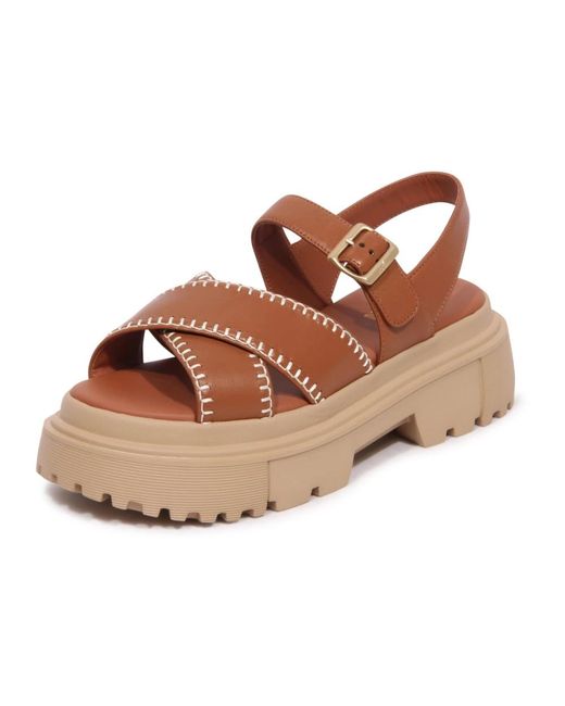 Hogan Brown Flat Sandals