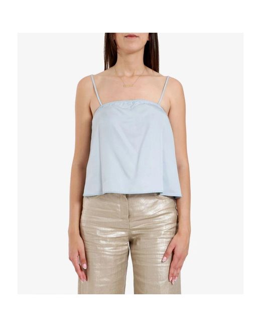 Grifoni Blue Hellblaue baumwolle schulterpolster top