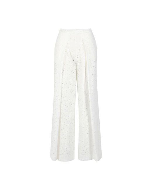 Semicouture White Weiße wide leg hose sangallo
