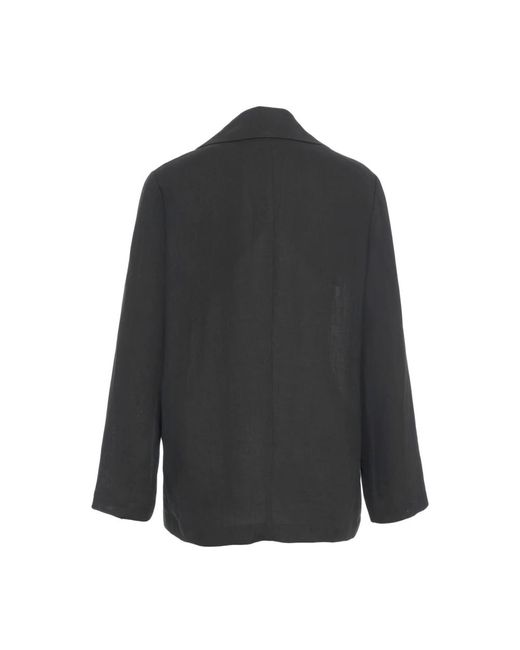 Kaos Jassen ,Zwart ,Linnen Zwarte Linnen Blazer Elegante Chic Stijl in het Black