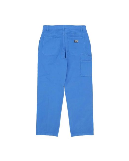 Obey Blue Straight Trousers for men